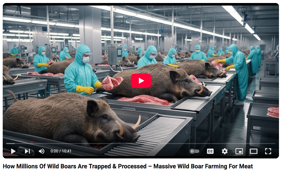 butchering wild boar